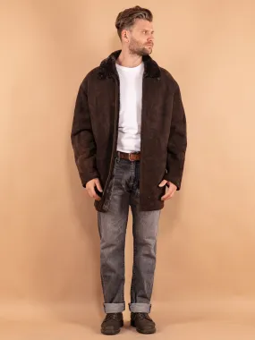 Vintage 90's Men Sheepskin Coat in Brown