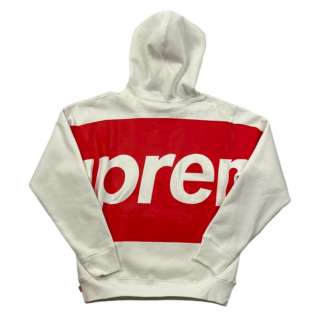 White + Red Supreme Big Logo Hoodie - Medium