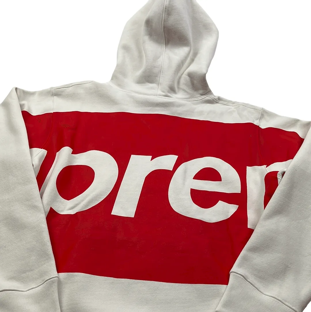 White + Red Supreme Big Logo Hoodie - Medium