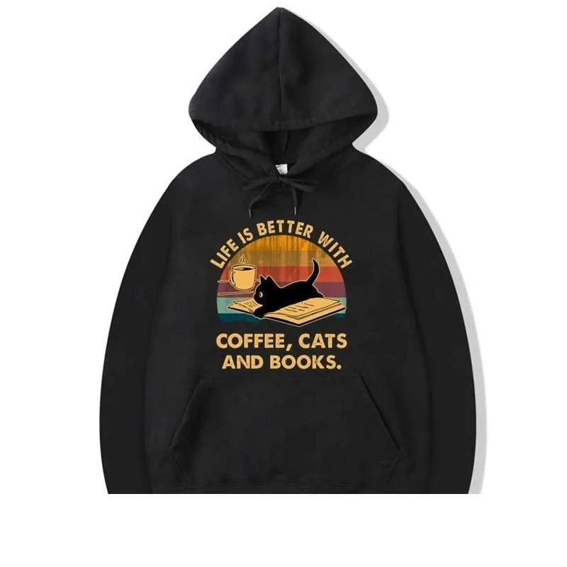 Winter Casual Fashion Cotton Cat Funny Printed Hoodies for Men