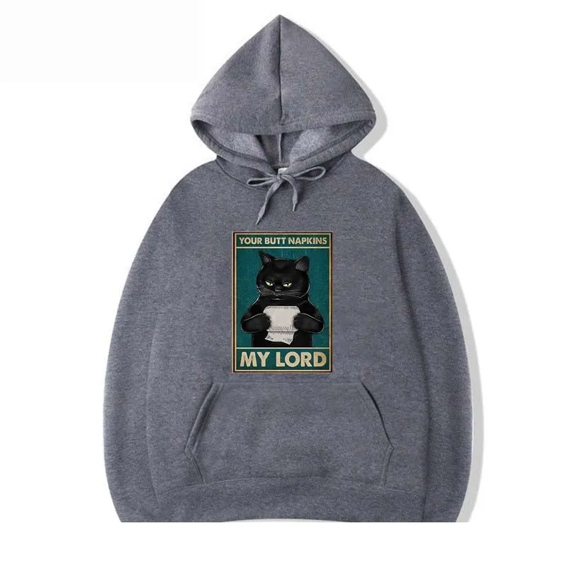 Winter Casual Fashion Cotton Funny Cat Printed Hoodies for Men