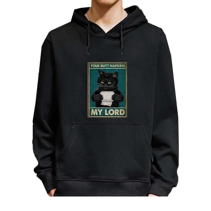 Winter Casual Fashion Cotton Funny Cat Printed Hoodies for Men