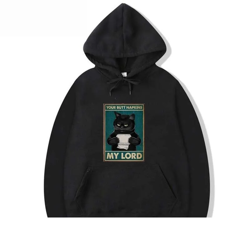 Winter Casual Fashion Cotton Funny Cat Printed Hoodies for Men