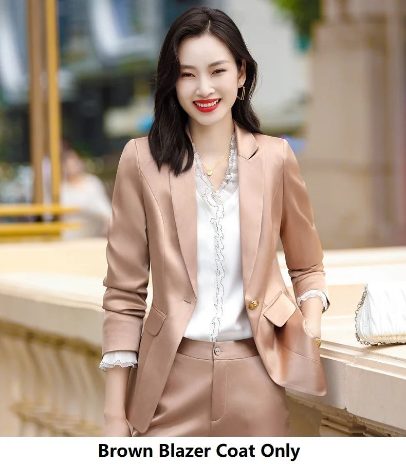 Winter Formal Business Style Office Work Wear Blazer with Pants 2pc Set