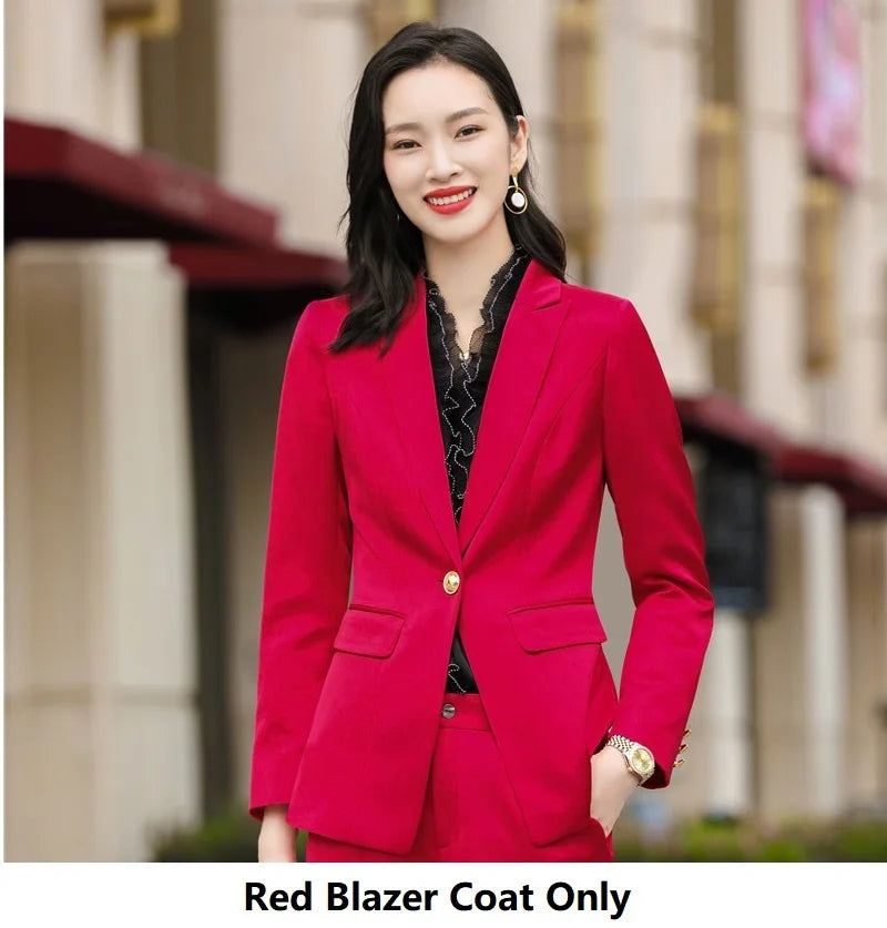 Winter Formal Business Style Office Work Wear Blazer with Pants 2pc Set