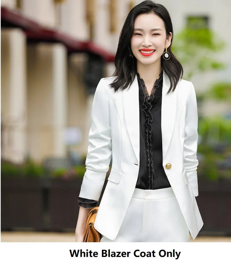 Winter Formal Business Style Office Work Wear Blazer with Pants 2pc Set