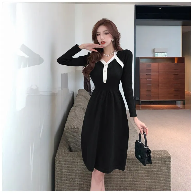 Women's Casual Winter Elastic Knitted Work Office Fashion Slim Dresses