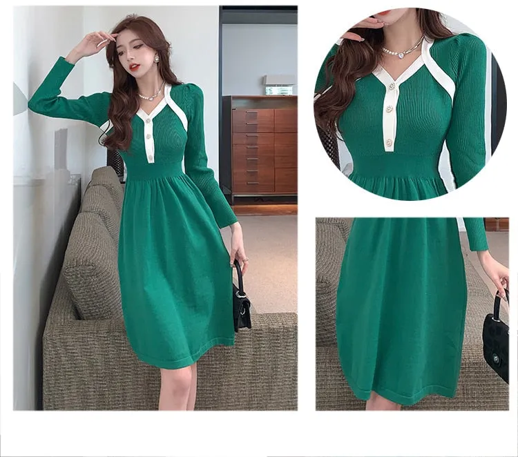 Women's Casual Winter Elastic Knitted Work Office Fashion Slim Dresses