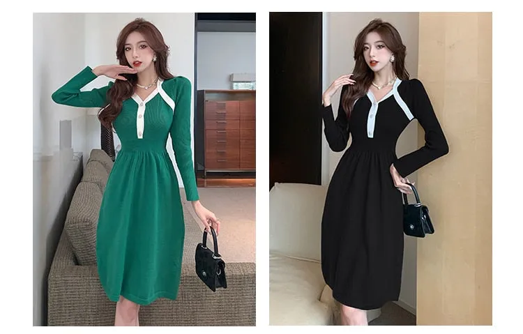 Women's Casual Winter Elastic Knitted Work Office Fashion Slim Dresses