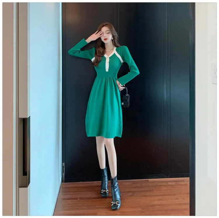 Women's Casual Winter Elastic Knitted Work Office Fashion Slim Dresses