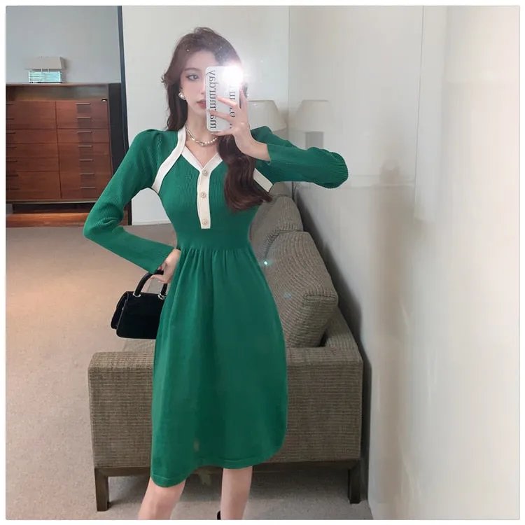 Women's Casual Winter Elastic Knitted Work Office Fashion Slim Dresses