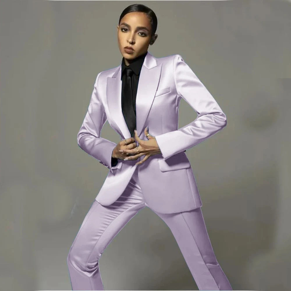 Women's Clothing Set 2 Pieces Modern Women's Satin Suit Set-up Two Piece Pant Sets Womens