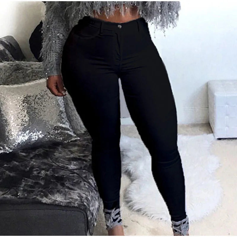 Women's Fashion Casual High Waist Super Elastic Skinny Jeans Pants