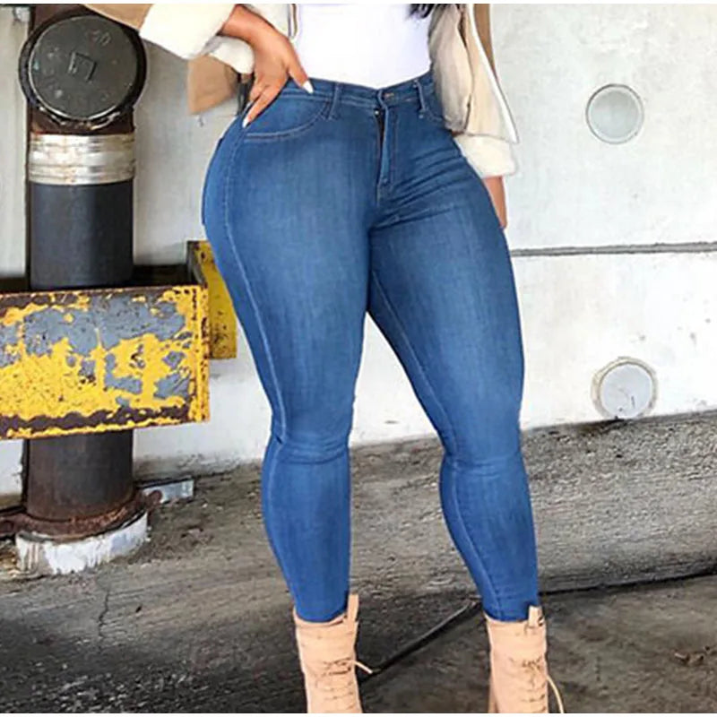 Women's Fashion Casual High Waist Super Elastic Skinny Jeans Pants