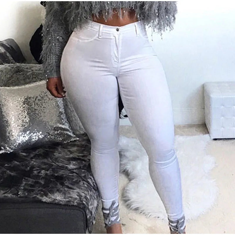 Women's Fashion Casual High Waist Super Elastic Skinny Jeans Pants