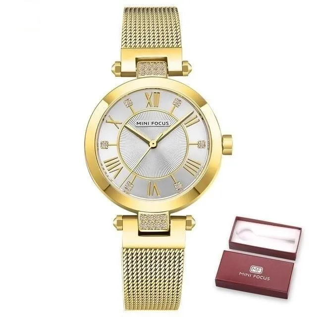 Women's Fashion Montre Casual Stainless Steel Quartz Diamond Bracelet Watch