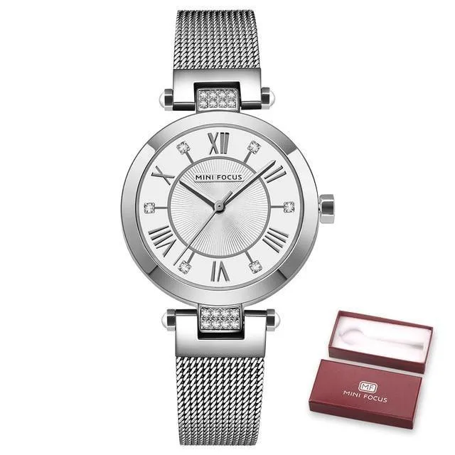 Women's Fashion Montre Casual Stainless Steel Quartz Diamond Bracelet Watch