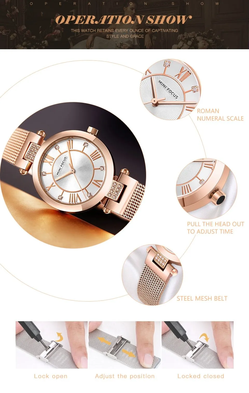 Women's Fashion Montre Casual Stainless Steel Quartz Diamond Bracelet Watch