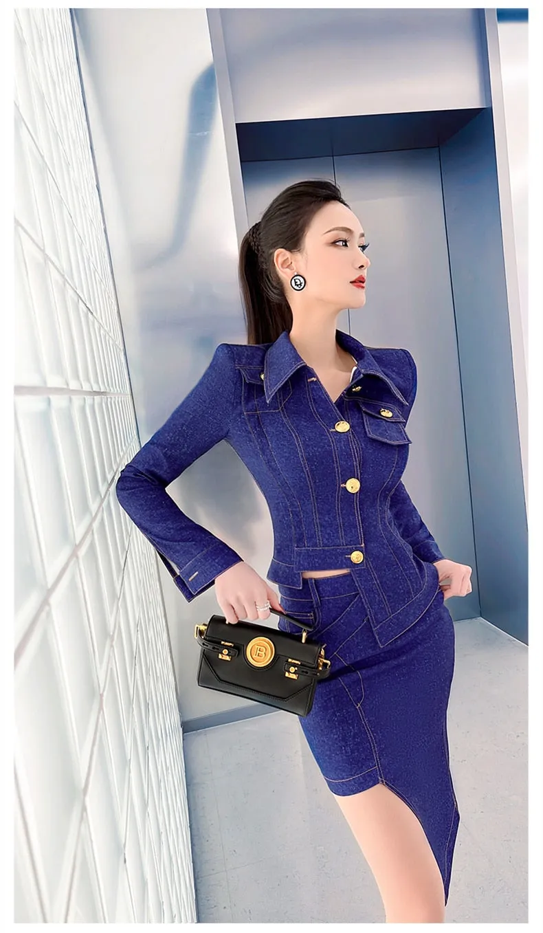 Women's Fashion Office Casual Polyester Knee-Length Two Piece Suit