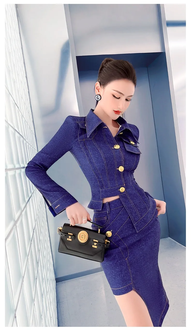 Women's Fashion Office Casual Polyester Knee-Length Two Piece Suit