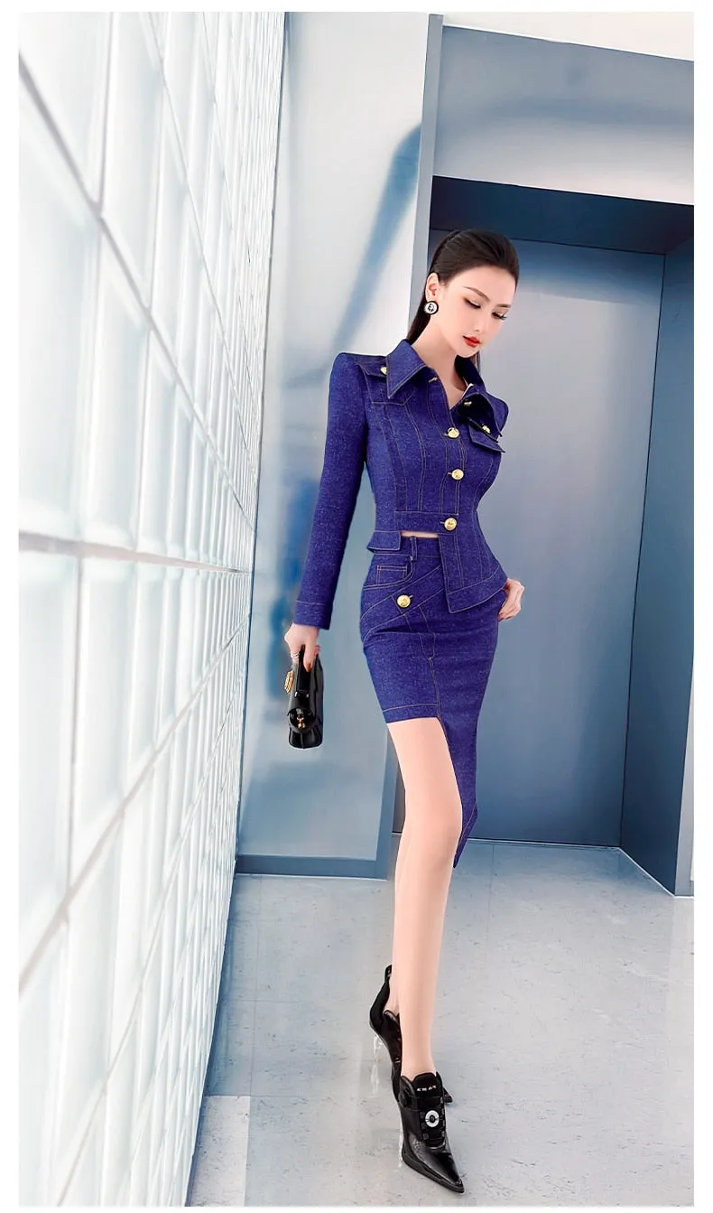 Women's Fashion Office Casual Polyester Knee-Length Two Piece Suit