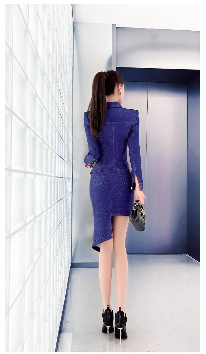 Women's Fashion Office Casual Polyester Knee-Length Two Piece Suit