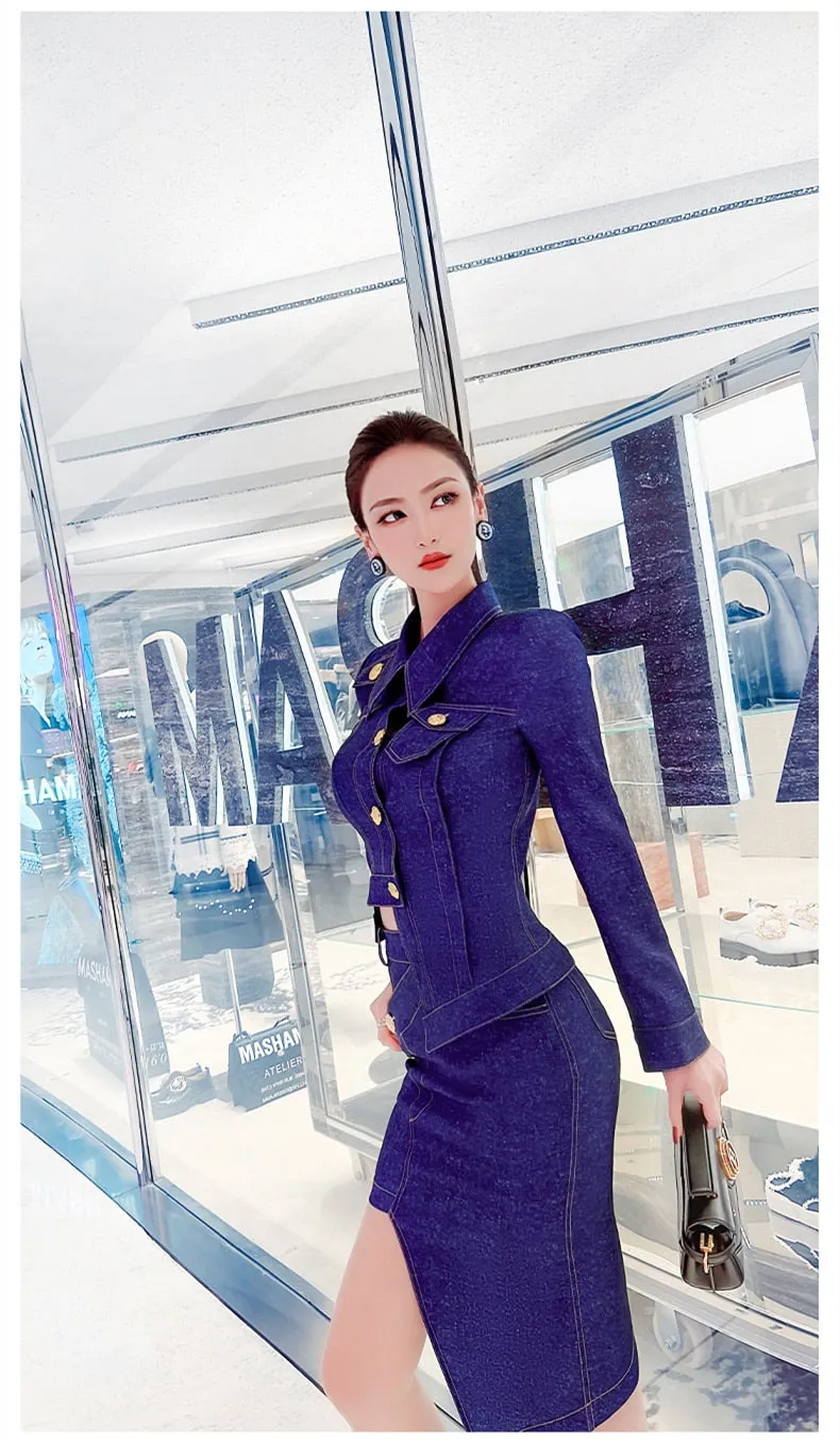 Women's Fashion Office Casual Polyester Knee-Length Two Piece Suit