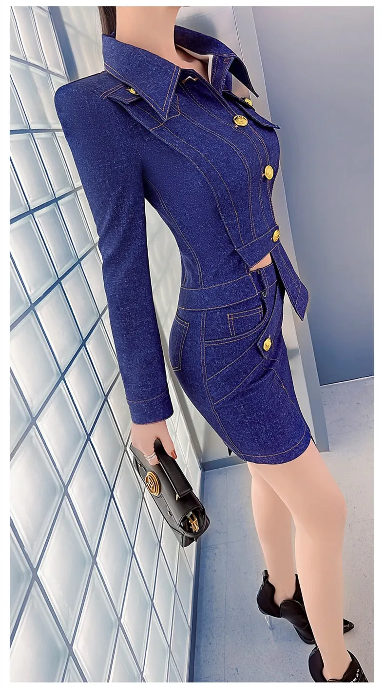 Women's Fashion Office Casual Polyester Knee-Length Two Piece Suit