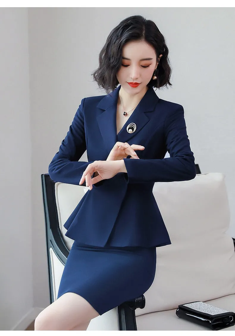 Women's Formal Office Wear Business Suits with Jacket and Skirt