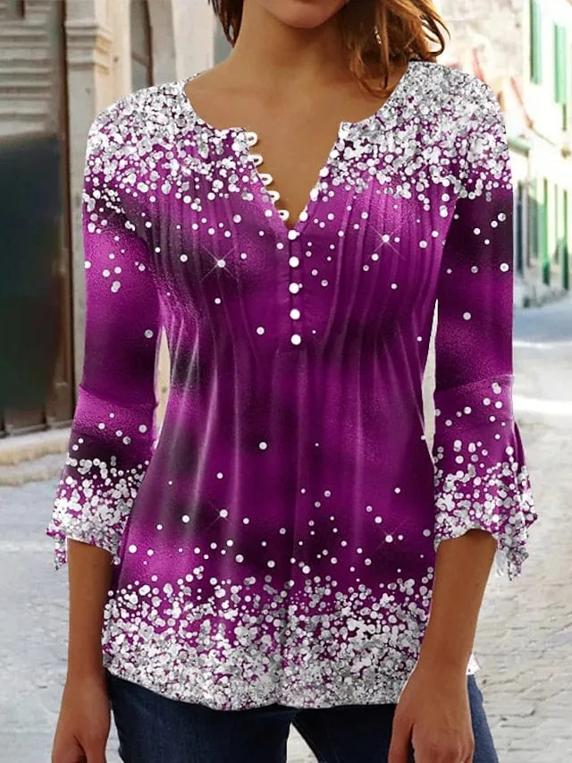 Women's Plus Size Skull Print Long Sleeve Shirt