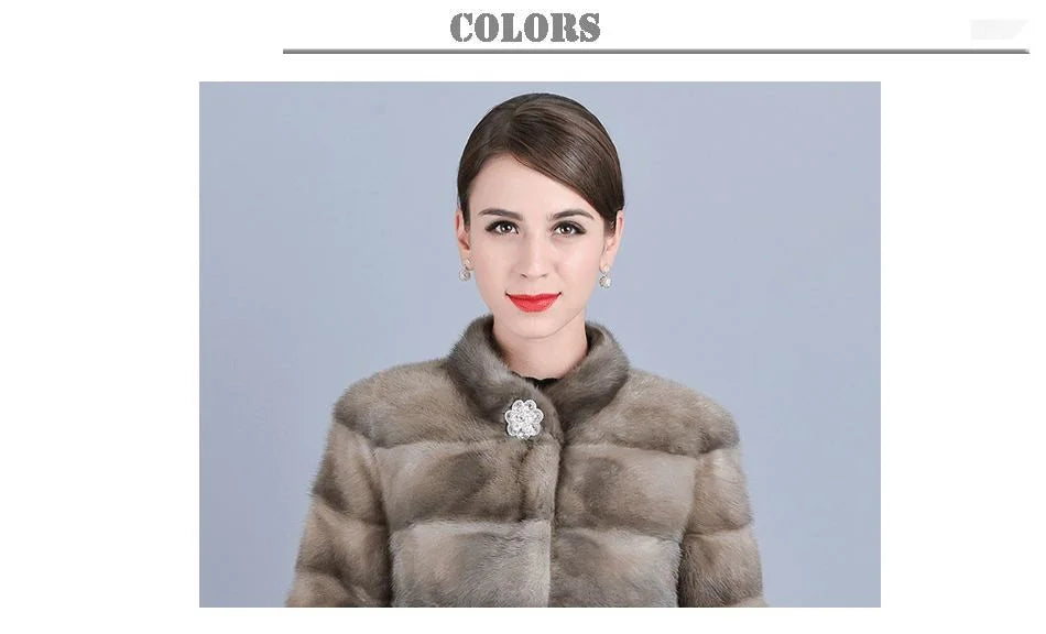 Women's Winter Leisure Fashion Natural Mink Fur Striped Jackets