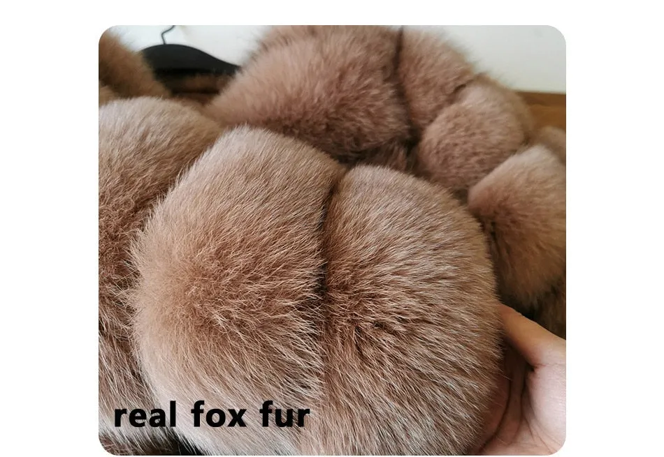 Women's Winter Luxury Tawny Natural Fox Raccoon Fur Jackets