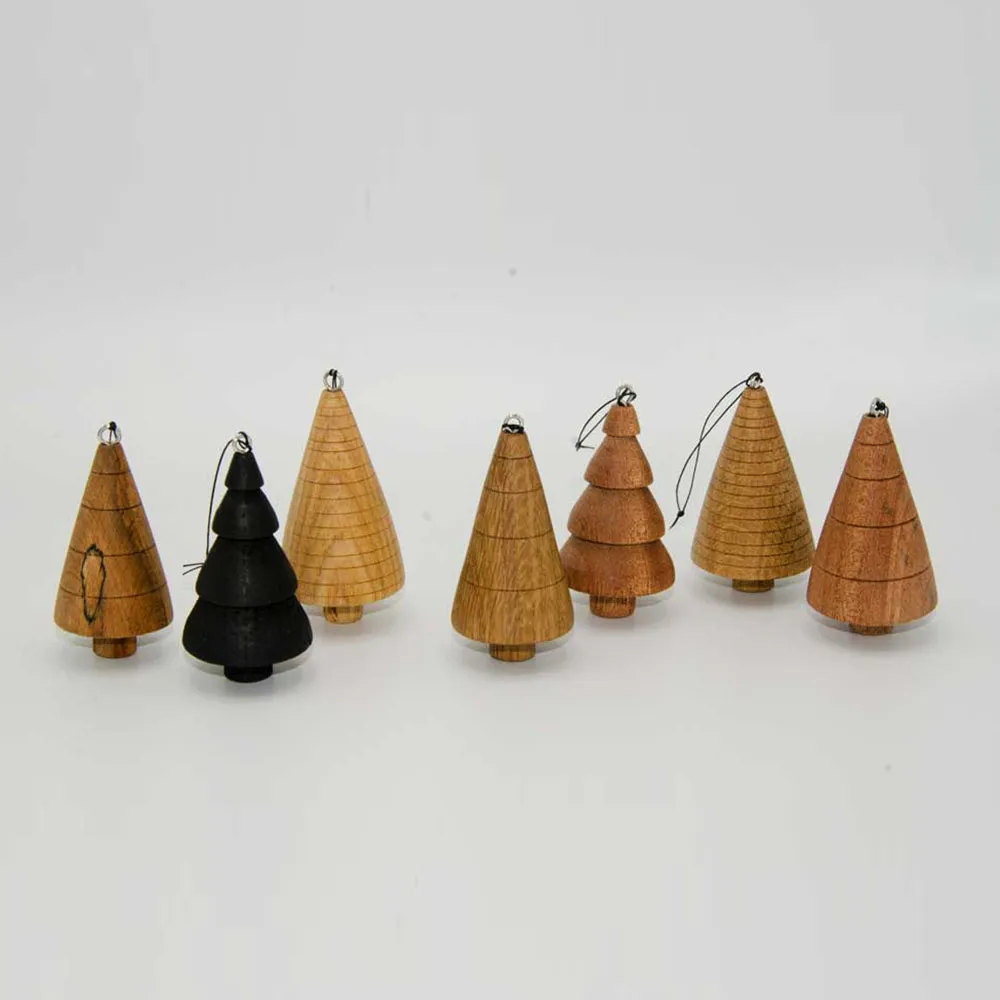 Wooden Christmas Tree Ornaments  / Decorations (Pack of 3)