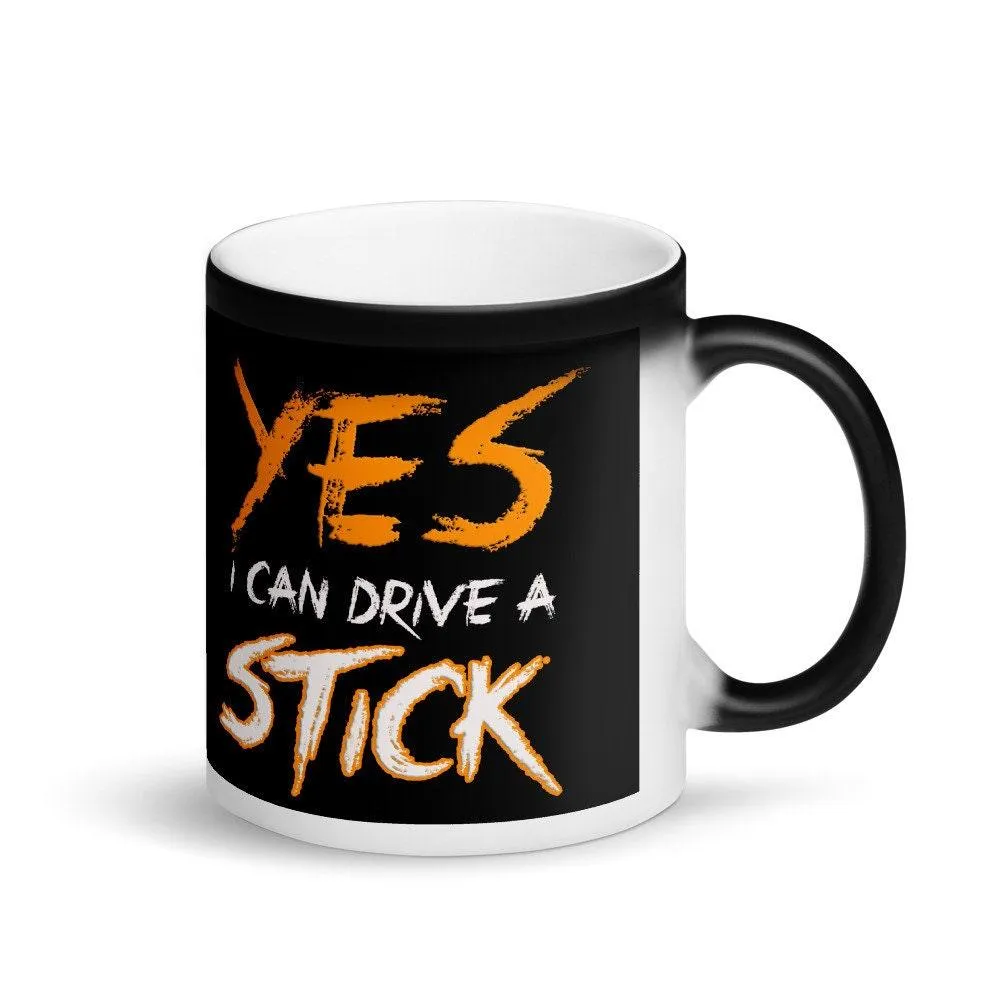 Yes i can drive stick Halloween Mug, Halloween Mug Gift, Halloween ideas, black halloween Mug || Matte Black Magic Mug